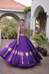 Purple Gamthi Embroidered Lehenga – Festive wear lehenga with Square Neck sleeveless choli