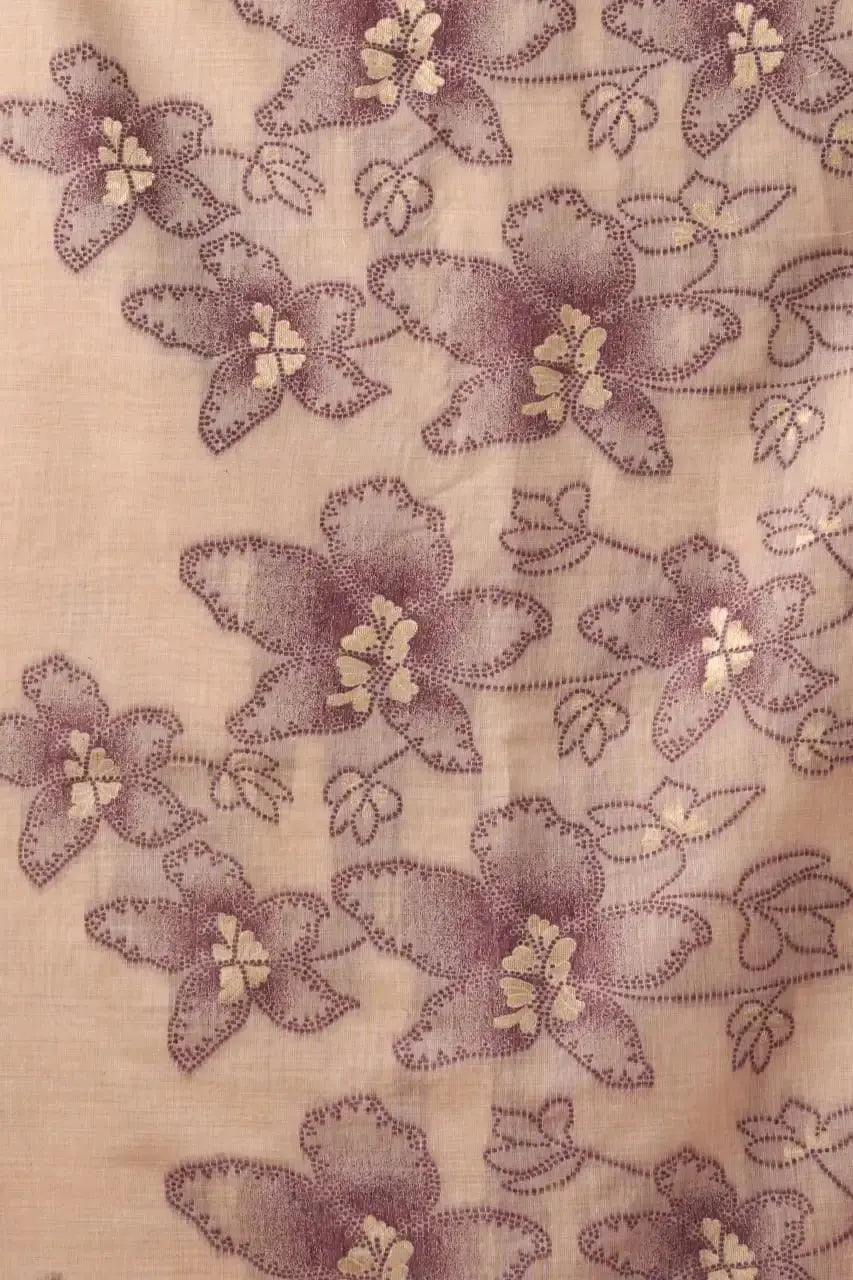 Beige Jacquard Weaving Saree flat lay – full 5.5m saree with blouse piece, KS301 by Kalyanja