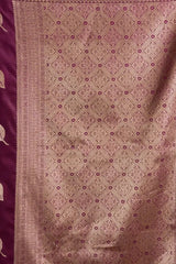 Wine Jacquard Weaving Saree flat lay – full 5.5m with blouse piece, KS302 by Kalyanja
