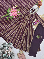 Wine mirror work suit dupatta flowing - side twirl view