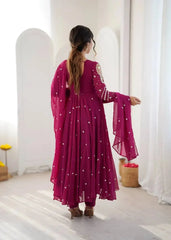 Magenta Anarkali Suit – second back view with dupatta draped