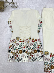 Off White Suit Back Flat Lay Showing Dori Lace-Up Detail – KU249