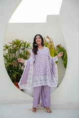 Lavender Sequins Suit back view with covered back