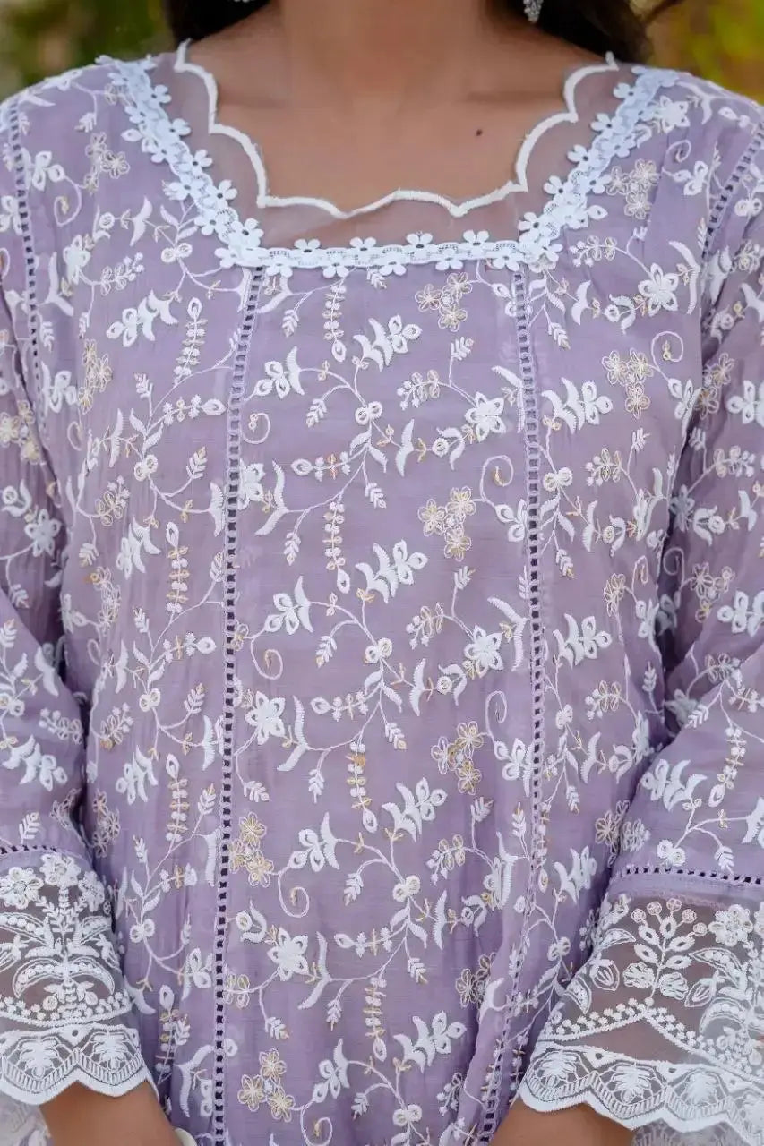 Lavender Sequins Suit palazzo set side view