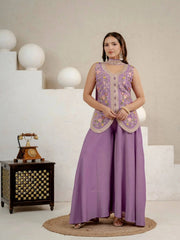 Lavender Sequins Embroidered Koti Suit – Full Length Standing View