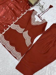 Light Orange Sequins Suit complete set flat lay