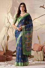 Celebrate every occasion with the effortless charm of this beautifully crafted floral saree