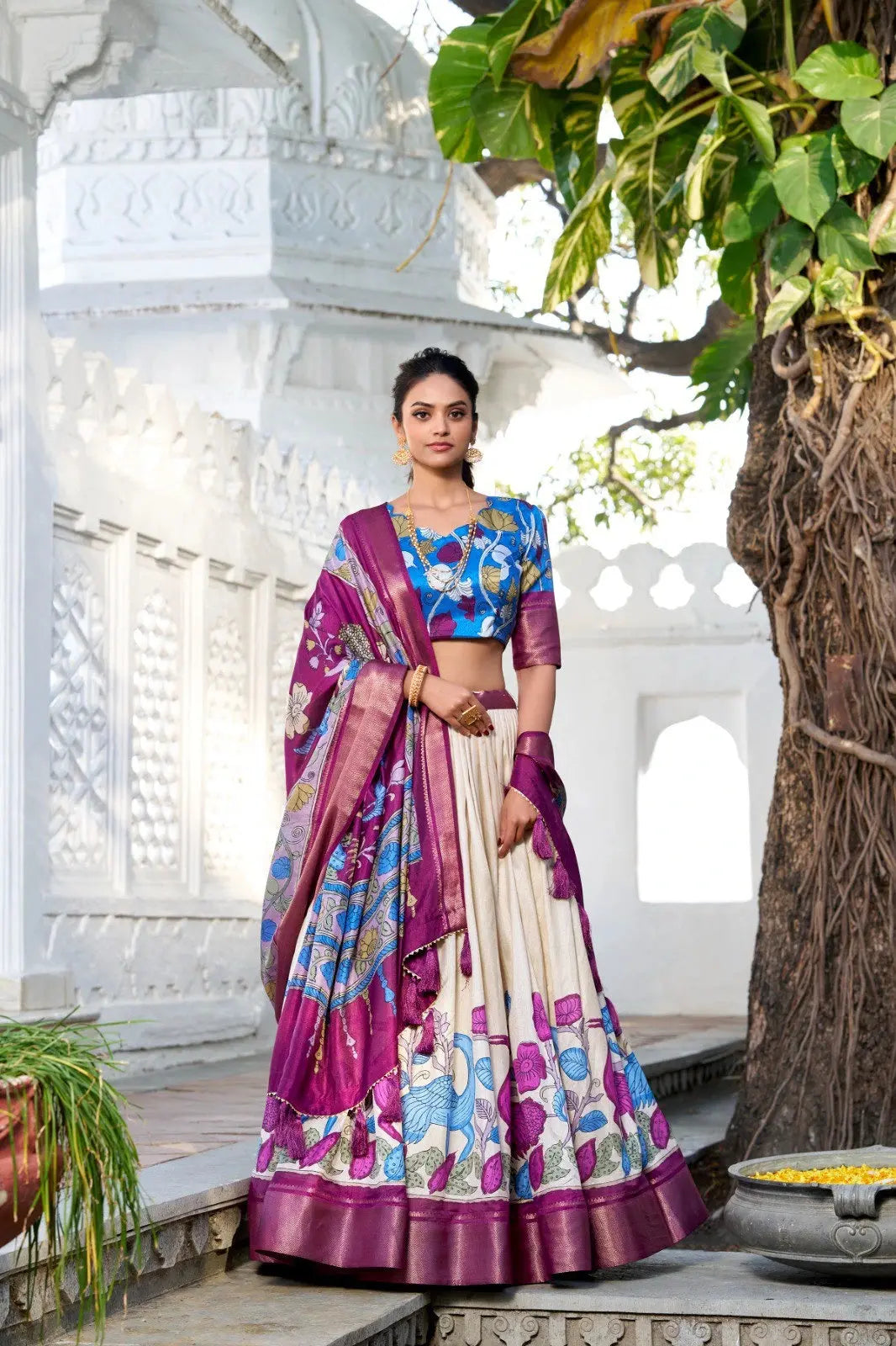Beautiful Indian lehenga choli with vibrant floral prints, premium craftsmanship, and timeless elegance for weddings and celebrations.