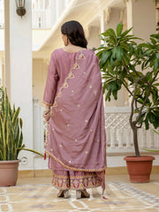 Pink Embroidery Sequin Work Chinon Silk Suit – Kalyanja