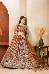 Light Orange Sequins Embroidered Butterfly Net Lehenga