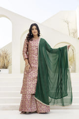 maroon jacquard work viscose suit