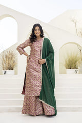 maroon jacquard work viscose suit