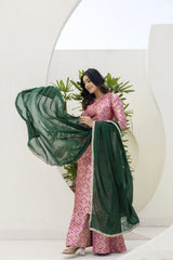 dark pink jacquard work viscose suit