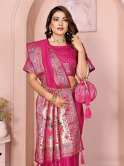 Pink Zari & Minakari Weaving Paithani Silk Saree