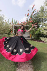 Premium Black Lehenga Choli with Multicolor Tribal Embroidery and Rich Traditional Craftsmanship