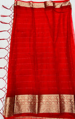 Classic Indian saree with detailed zari patterns and royal finishing.