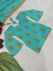 Sky Blue Cotton Kurti flat lay – back view showing open dori tie-up