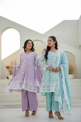 Sky Blue Sequins Suit styled with Lavender Suit