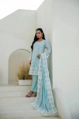 Sky Blue Sequins Suit palazzo set side view