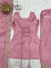 Soft Pink Suit Flat Lay – Inner Lining with Dori Back and Shalwar