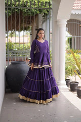 Stylish Women's Purple Lehenga Choli with Flared Silhouette, Decorative Lace Detailing, and Ethnic Appeal