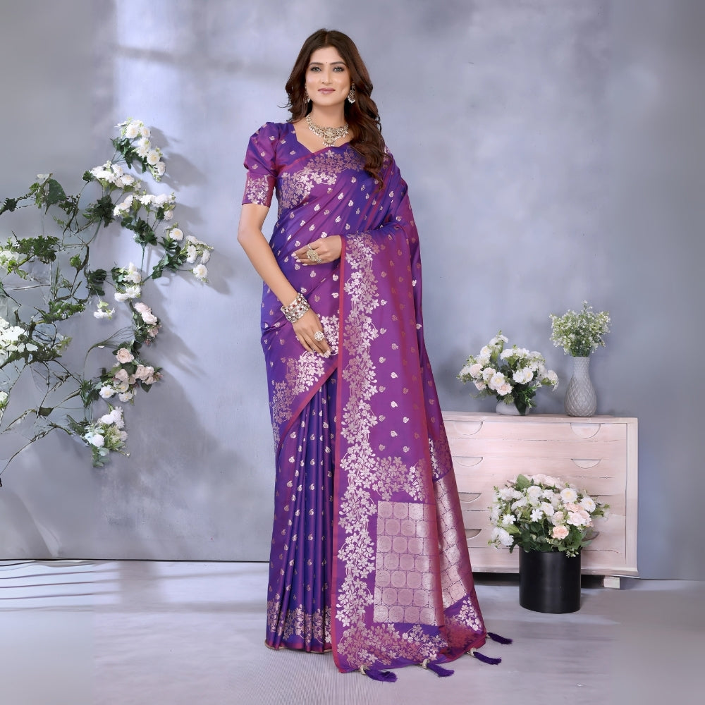 Purple Gala Weaving Banarasi Silk Saree