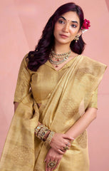 Gold Tissue Fancy Weaving Silk Saree Kalyanja Fashion