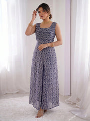 Blue Gray Georgette Dress