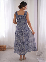 Blue Gray Georgette Dress