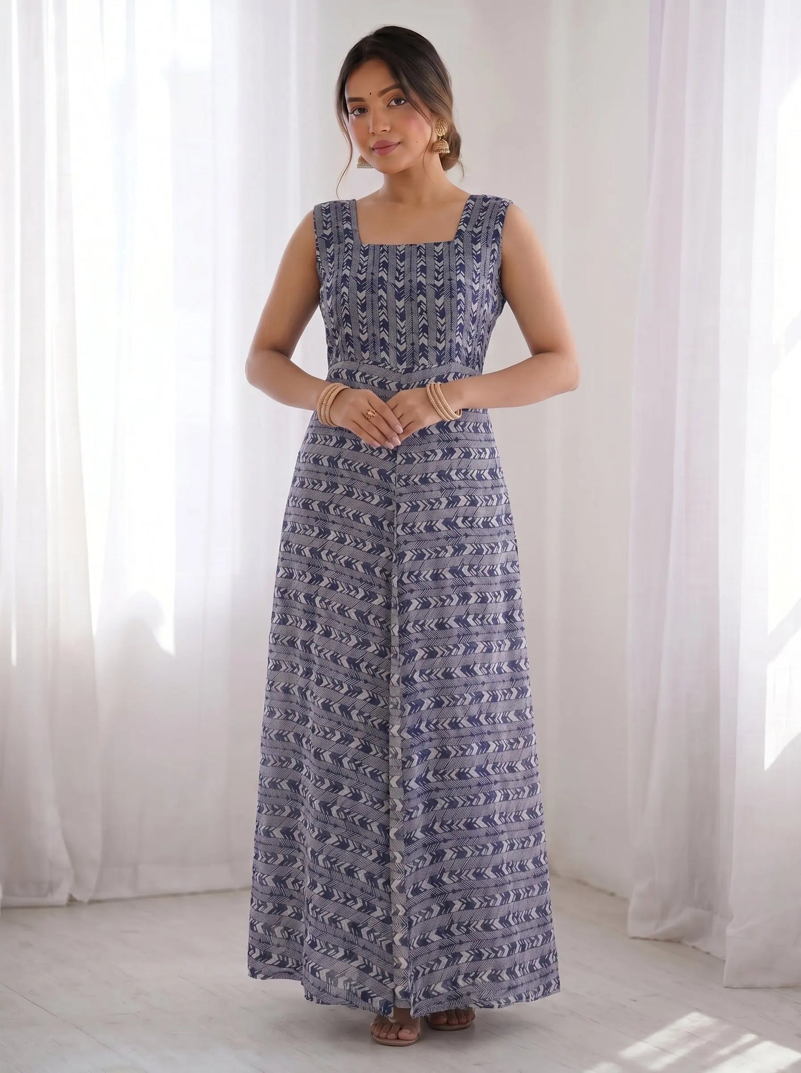 Blue Gray Georgette Dress