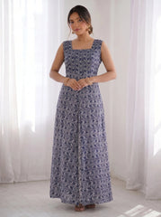 Blue Gray Georgette Dress