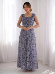Blue Gray Georgette Dress