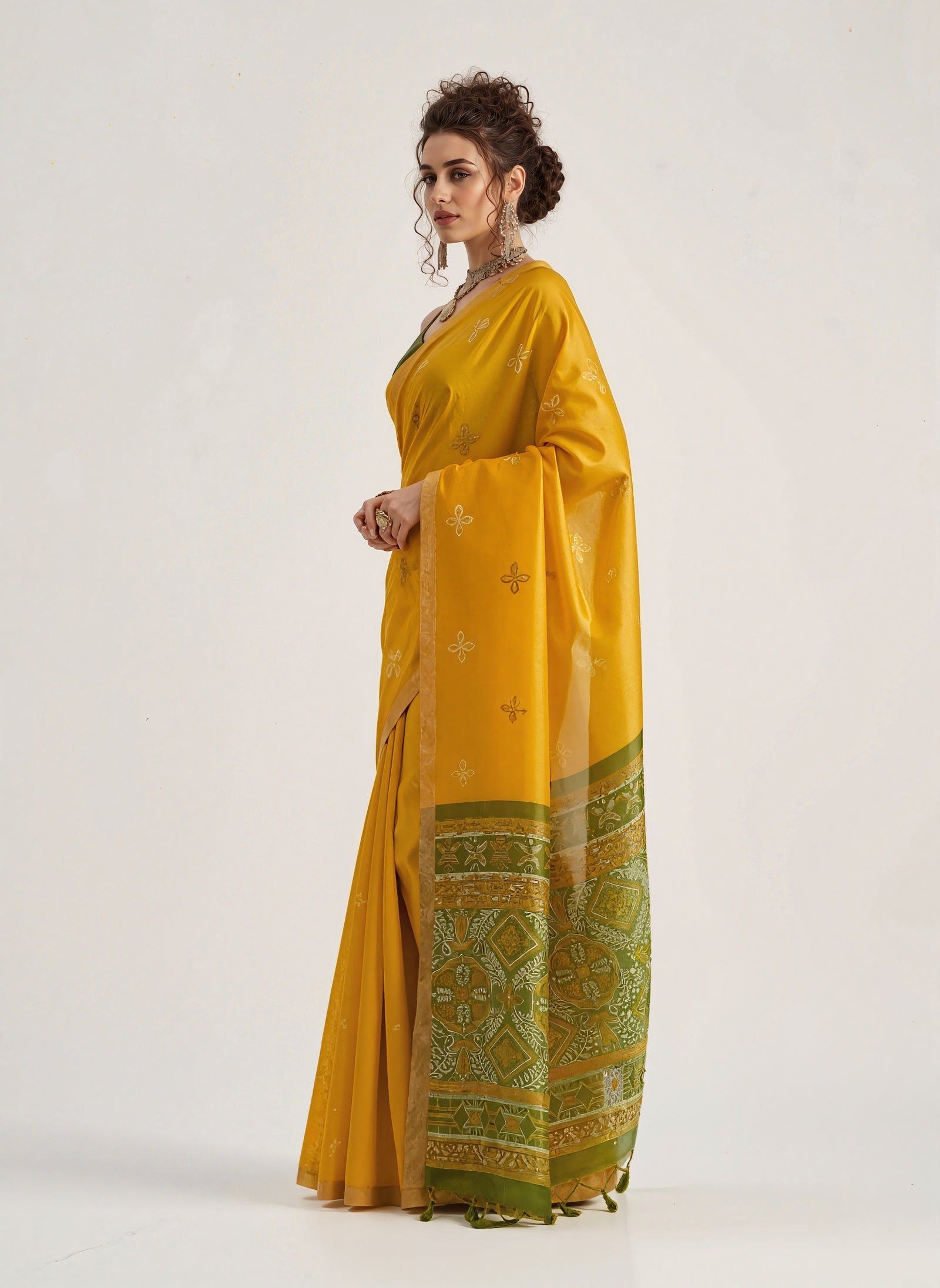 yellow weaving patola silk saree - kalyanja