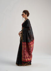 black weaving patola silk saree