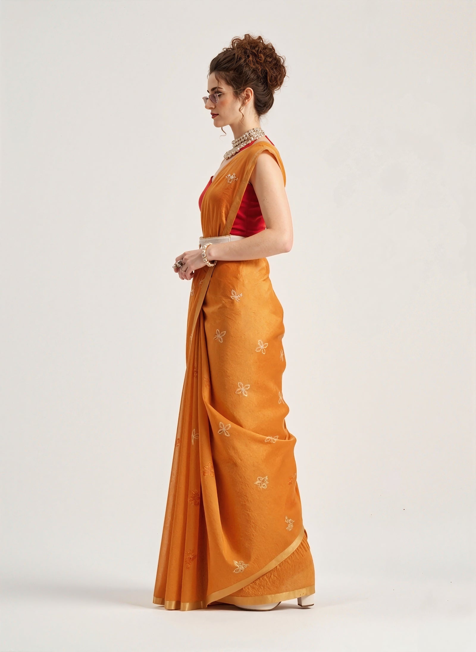 orange weaving patola silk saree - kalyanja