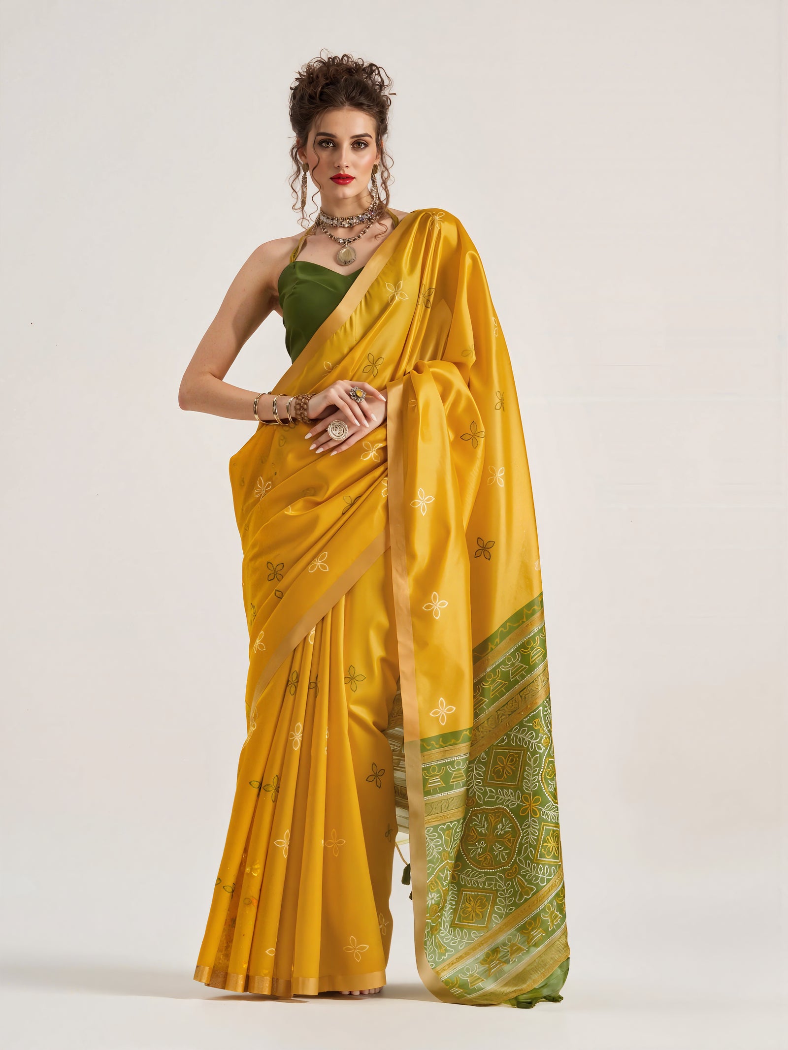 yellow weaving patola silk saree - kalyanja