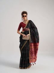 Black Weaving Patola Silk Saree Kalyanja Fashion