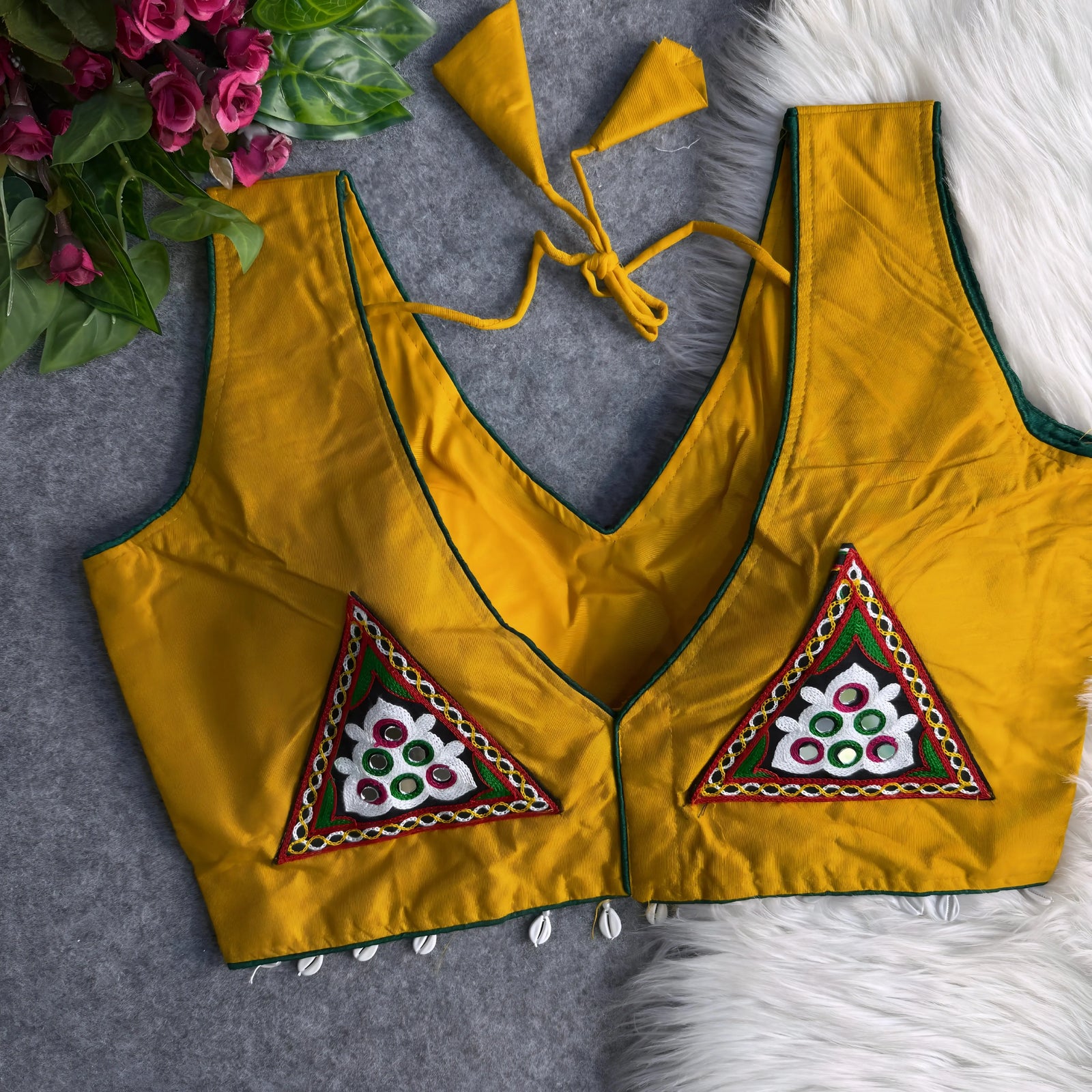 Yellow blouse with floral embroidery