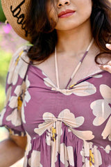 Lavender Pink Digital Printed Rayon Gown