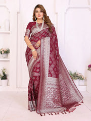 Wine Georgette Silk Saree Kalyanja Fashion