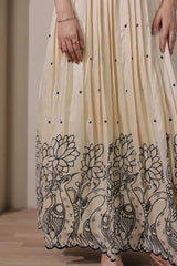 Beige Tussar Silk Dress