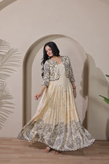 Beige Tussar Silk Dress