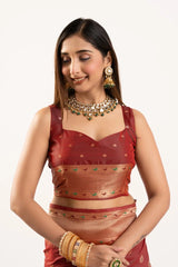 Maroon Soft Banarasi Silk Saree
