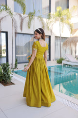 Olive Green Heavy Organza Dress