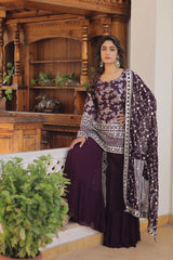 Dark Purple Viscose Jacquard Suit