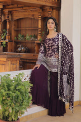 Dark Purple Viscose Jacquard Suit Kalyanja Fashion