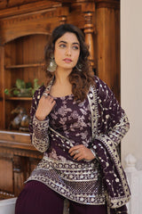 Dark Purple Viscose Jacquard Suit Kalyanja Fashion