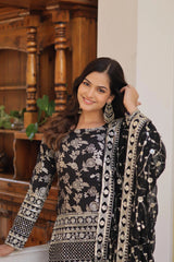 Black Viscose Jacquard Suit Kalyanja Fashion
