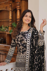 Black Viscose Jacquard Suit Kalyanja Fashion