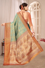 Teal Green Soft Banarasi Silk Saree